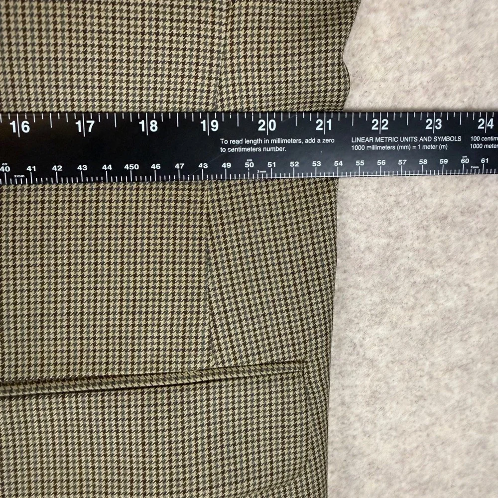 Stafford Blazer Sport Coat 44R Houndstooth Olive Tan Worsted Wool Blend RN8709